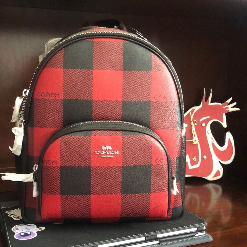 Buffalo plaid coach backpack